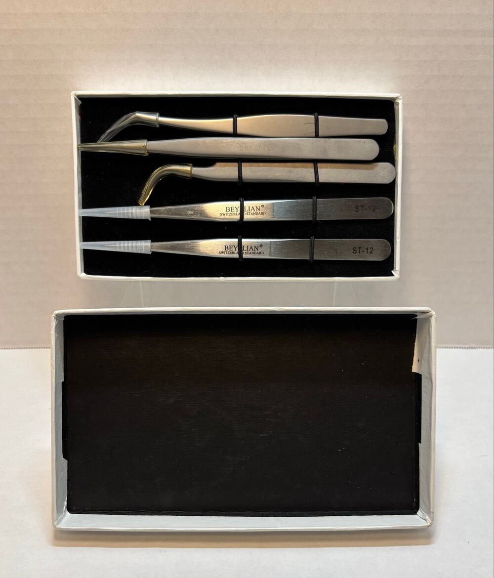 M LASH Tweezers for Eyelash Extensions (Set of 4) - Professional Lash Extension